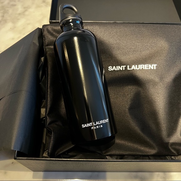 Black Saint Laurent Water Bottle With Box & Gift Packaging - Picture 10 of 10